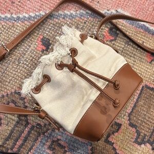 & Other Stories Tan and Cream Crossbody Bag